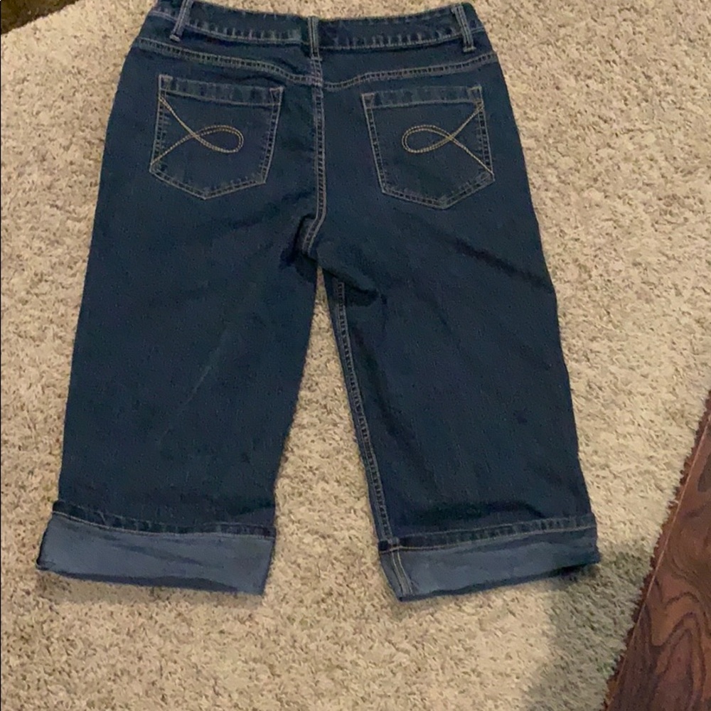 Denim below the knee shorts